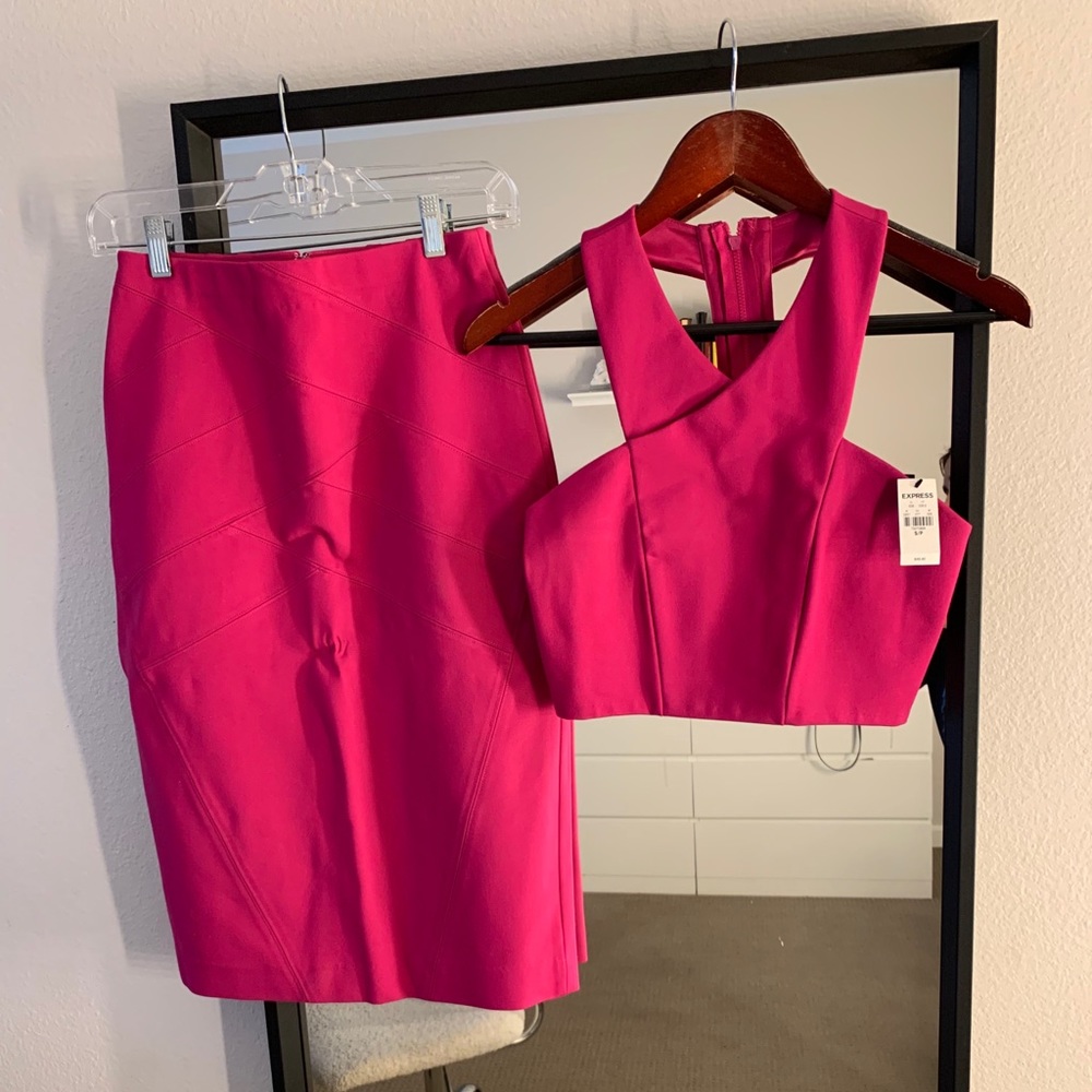 Express two piece fuchsia dress